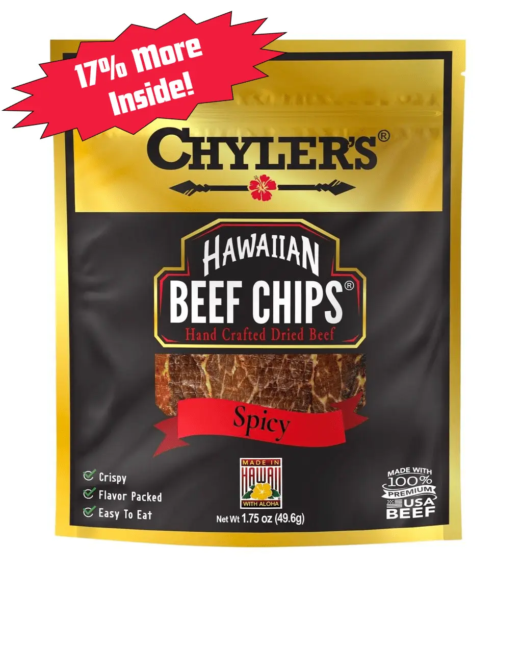 Chylers Hawaiian Beef Chips® Spicy Snack - Flavorful, Crispy & Easy to Eat - 15 oz (396 g)