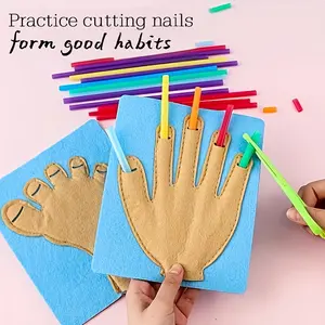 DIY Nail-Cutting Practice Toy Craft for Kids 3+ - Enhances Concentration & Hands-On Skills, Random Colors, Scissors Not Included