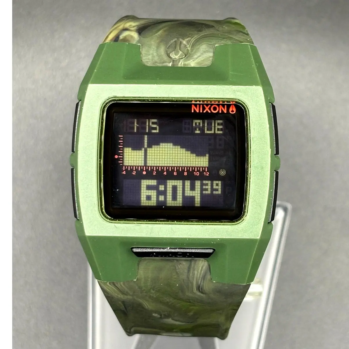 Nixon Lodown II Green Camo Digital Tide Watch Surf 100M