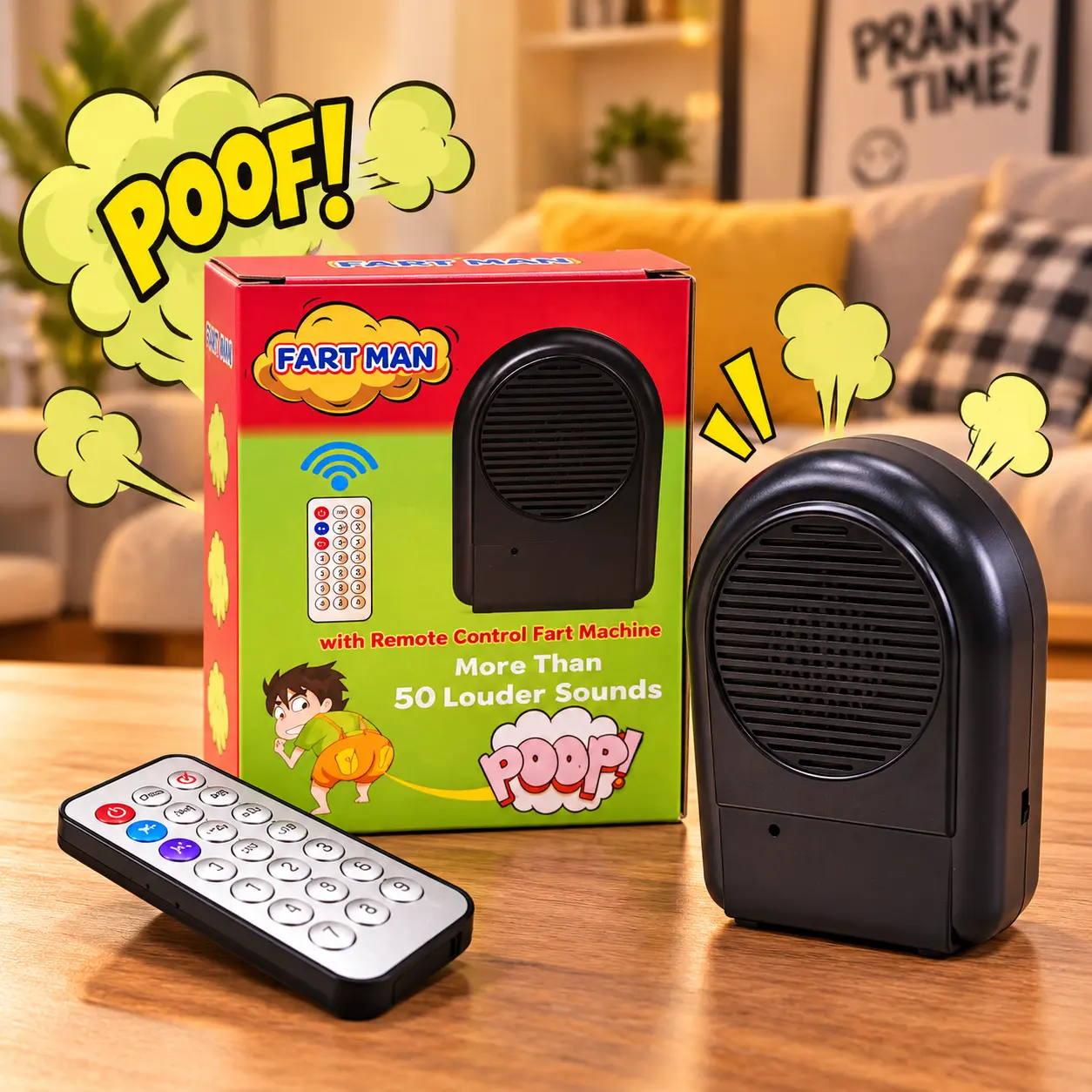Wireless Remote Control Fart Machine Prank Toy, 50+ Hilarious Fart Sounds, Funny Sound Effects Gag Gift for Parties, Office Pranks, April Fools’ Day and Birthdays