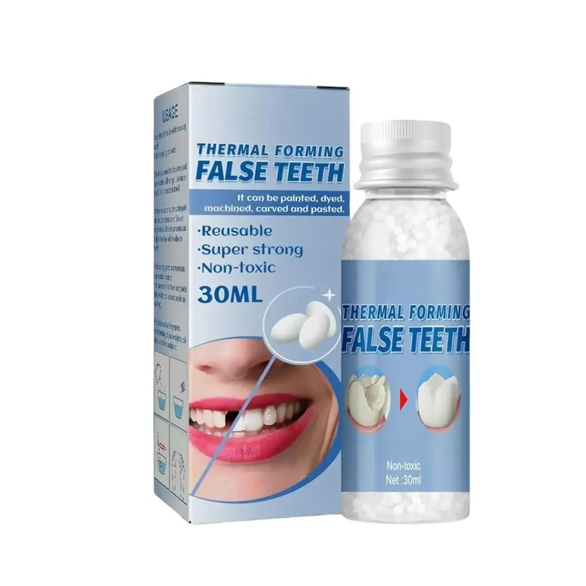 1/2 PCS Temporary Cosmetic Teeth Replacement Kit, Lightweight Moldable Dental Restoration Denture Fillers, Washable Reusable for Halloween & Party Use, Immediate Confident Smiles (White)