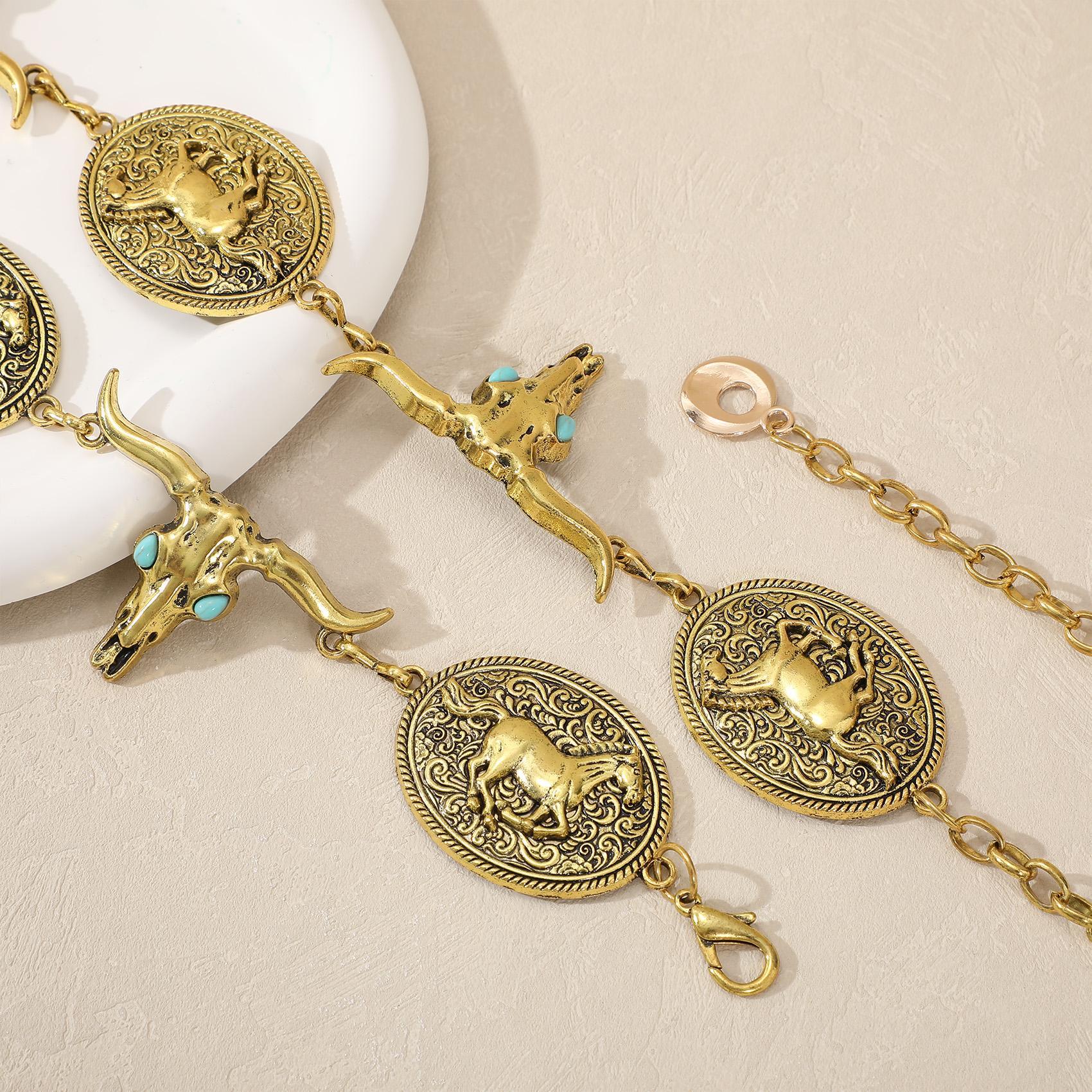 XZQTIVE Western Concho Belt for Women Silvery Golden Chain Belt Cowgirl Belt for Dresses Jeans Country Concert Outfit, Music Party SpringStatements