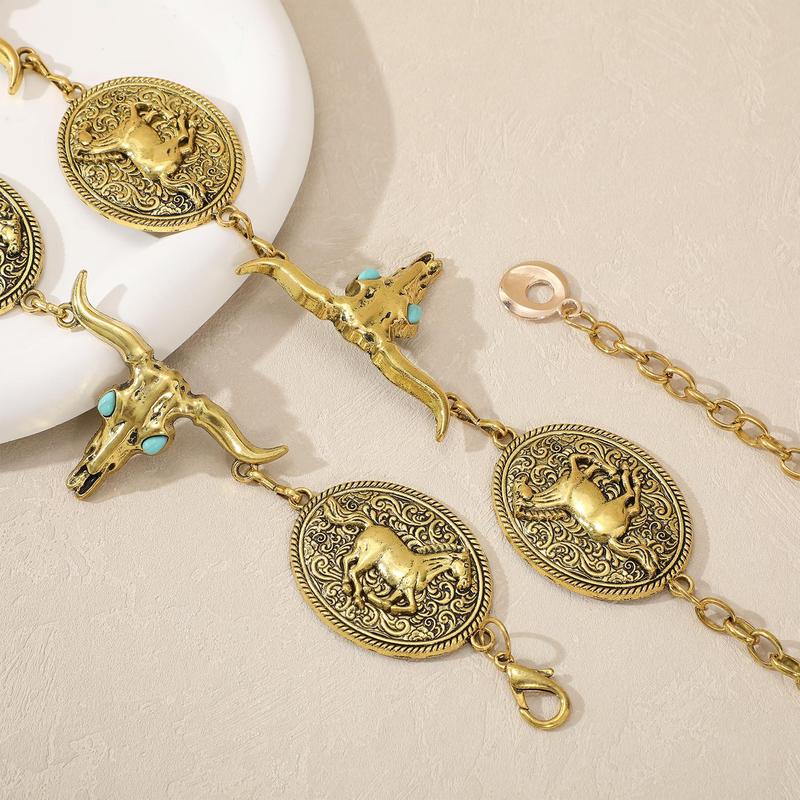 XZQTIVE Western Concho Belt for Women Silvery Golden Chain Belt Cowgirl Belt for Dresses Jeans Country Concert Outfit, Music Party