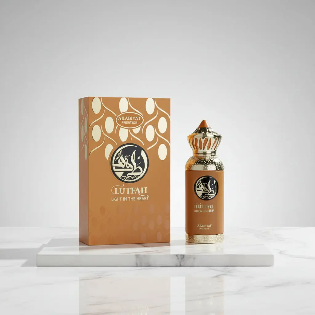 Arabiyat Prestige Lutfah Light in the Heart EDP Spray - Men's Premium Arabian Alcohol-Based Fragrance (2.7 fl oz), Bergamot Blend, Aromatic Woody & Spicy Warmth, Vanilla-Flavored, Spray-On, Packaged Premium Quality Men's Fragrance, Single Item, Premium Qu
