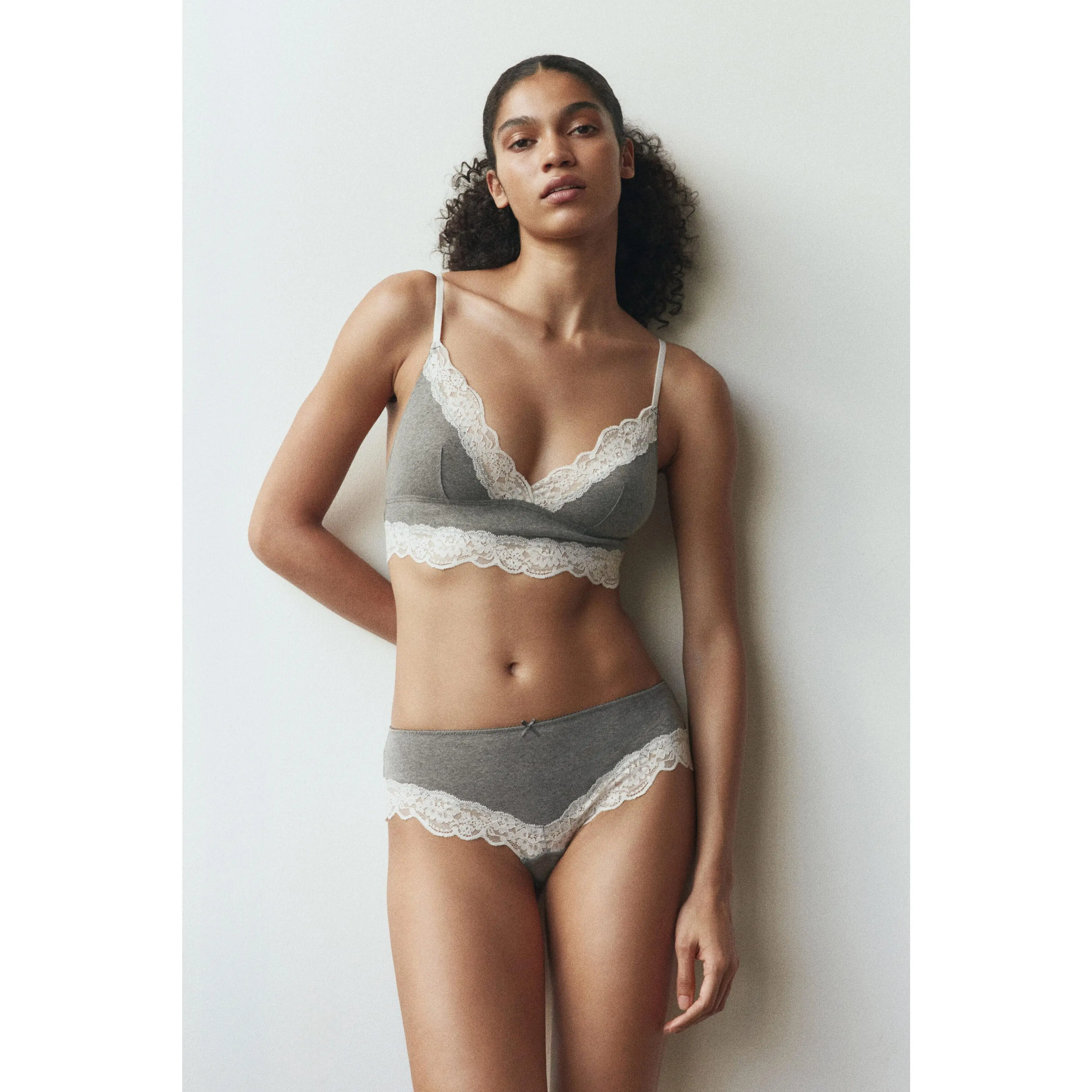 H&M Lace-trimmed cotton bralette