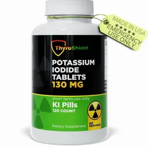 Potassium Iodide Tablets 130 mg | 120ct KI Tablets - Nuclear Radiation Protection - Potassium Iodine Pills - YODO Naciente - KI Pills - USA - ThyroShield