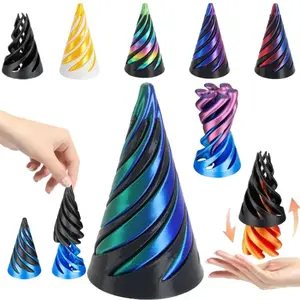 3D Printed Spiral Cone Funny Three-dimensional Pyramid Helix Screw Rotating Toys Desk Accessorie Stress Relieving Spiral Cone
