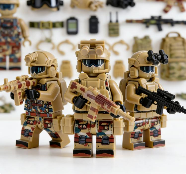 6 PCS Wolf Warrior Special Forces Squad  Set - Compatible Building Blocks Military Minifigures, Commando Army Men, Small Bricks STEM Toy for Boys