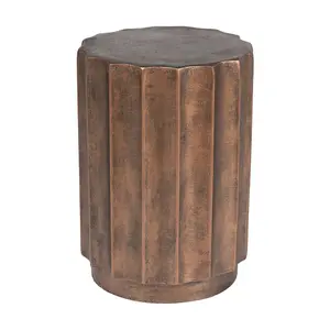 LuxenHome Round Cement Indoor/Outdoor Weathered Side Table