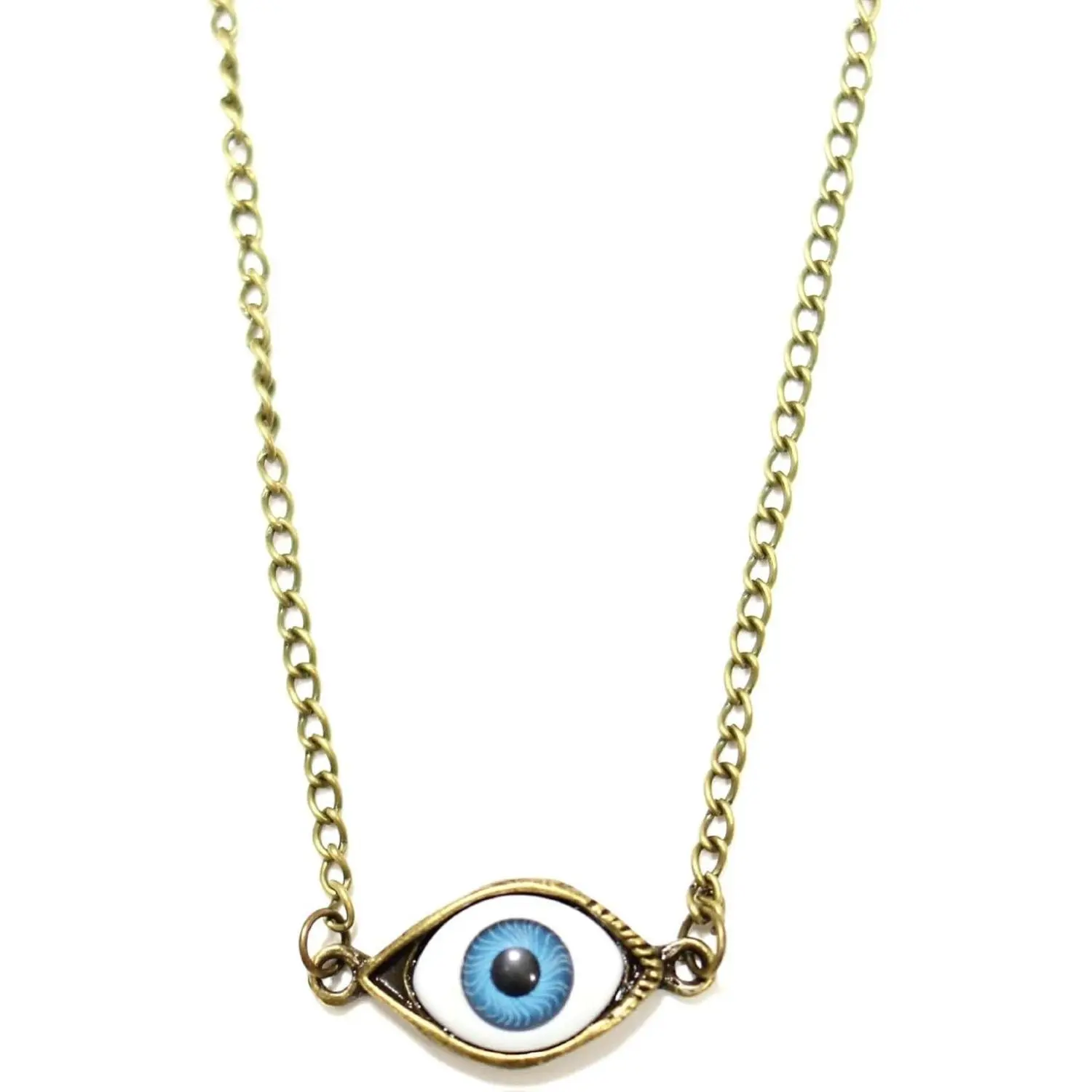 Gothic Eyeball Pendant Necklace - Third Eye Chakra Gold Tone Chain Jewelry for Stylish Wearers 1 Inch Pendant 19 Inches Length