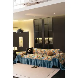 Multi-functional couch cover for sofa, Nordic style with ruffled trim, shrinkage and deformation resistant, large size bed cover, suitable for all seasons, pet-friendly, 180\*300cm, fashionable, fade-resistant, multifunctional.