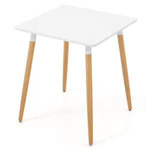 COSTWAY - Square Dining Table with Adjustable Foot Pads for Dining Room Kitchen-White
