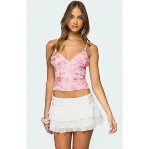 Edikted Women's Pia Sequin Floral Backless Top