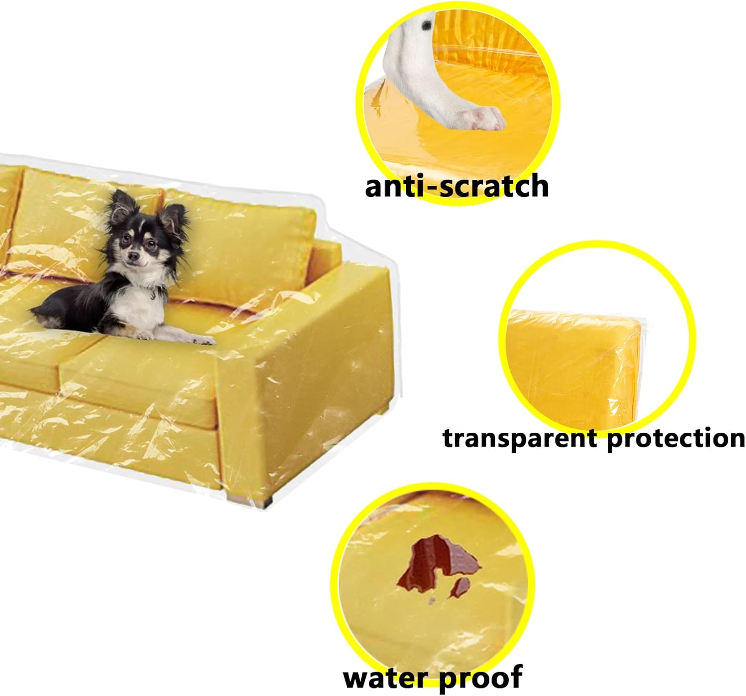 Wokire Plastic Loveseat Cover - 84" W x 40" D x 36" RH x 18" FH - Heavy Duty Vinyl, Waterproof, Slipover - Protects Pets Scratches