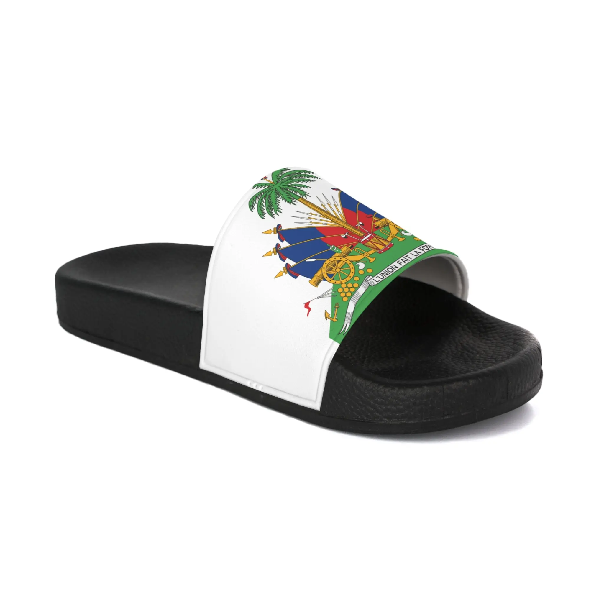 Haitian Flag Women's Slide Sandals - Comfortable Summer Footwear
