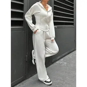 Women's Drawstring Hooded sweatshirts and Sweatpants Set