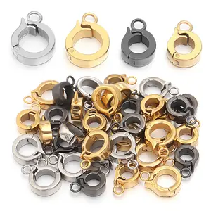 2pcs/lot Stainless Steel Snap Button Clasps Hook End Connectors  For Jewelry Making DIY Necklace Bracelet Accessories