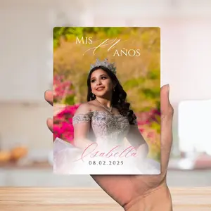 Luxury Custom Quinceañera Photo Magnet Recuerdo Gift for Padrinos Save the Date Magnet Metal Magnet Sweet Gifts Sweet 15 Favors Invitation