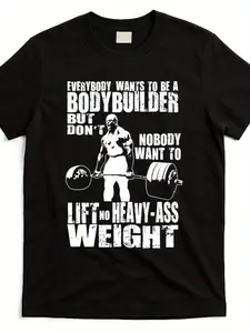 Men'S & Women'S Bodybuilding Motivational T-Shirt - Heavyweight 220gsm Pure Gym Tee with "Everybody Wants to Be a Bodybuilder" & Ronnie Graphic - Loose Fit Workout Shirt for Weightlifting, Bodybuilding, Casual Athletic Apparel - All-Season Gym Wear
