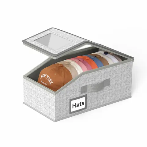 SZHLUX Hat Storage,Foldable Baseball Cap Storage Box, Hat Storage Box Suitable For The Cloakroom,Multifunctional Storage Box,Very Suitable: Closet, Living Room, Bedroom/Grey
