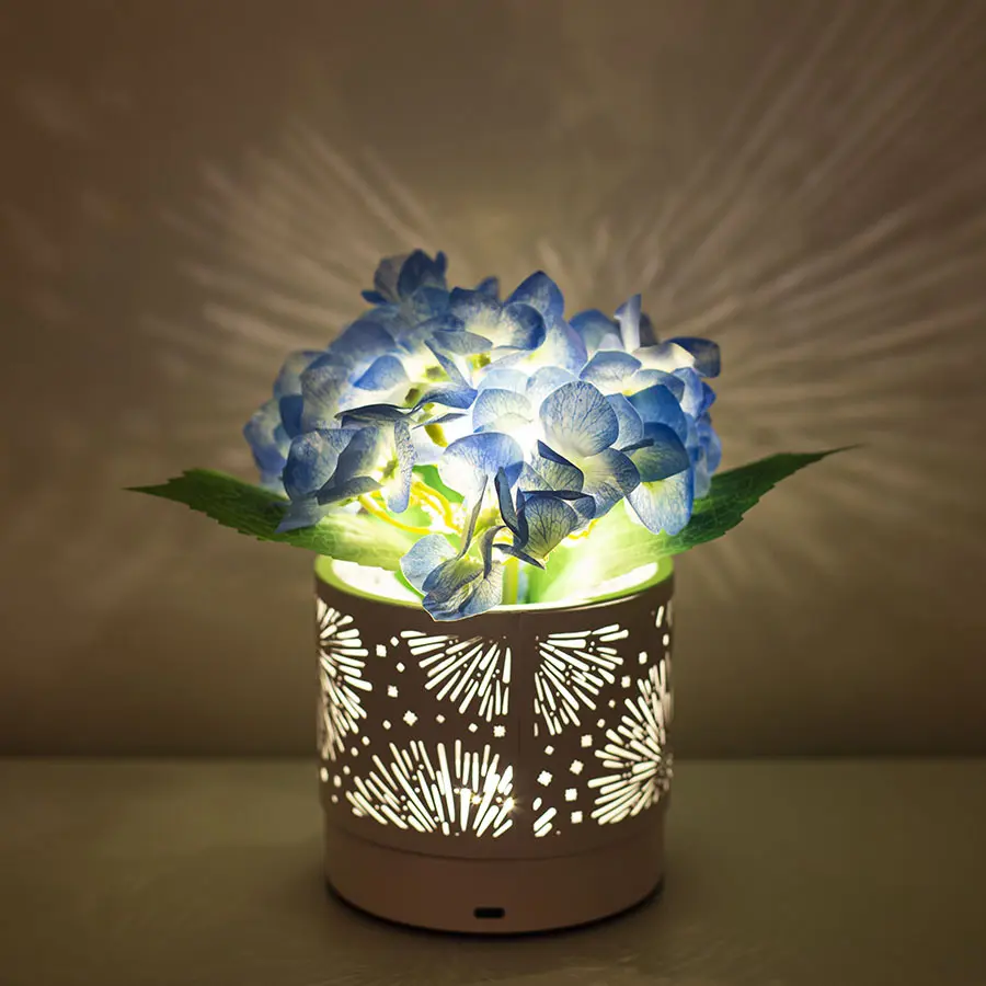 Artificial Hydrangea Potted Plant Night Light Rechargeable Bedside Table Lamp Ornament High-End Gift Decorative Lamp Dimmable Room Decor stylish lighting color