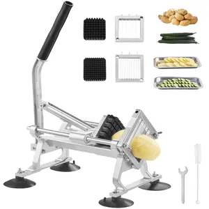 VEVOR Commercial Vegetable Slicer,  1/4"+3/8"+1/2" Fruit Slicer, Stainless Steel and Aluminum Alloy Vegetable Cutter Slicer Machine, Manual Slicer with Non-slip Feet, for Radishes, Onions, Potatoes Kitchen Utensils