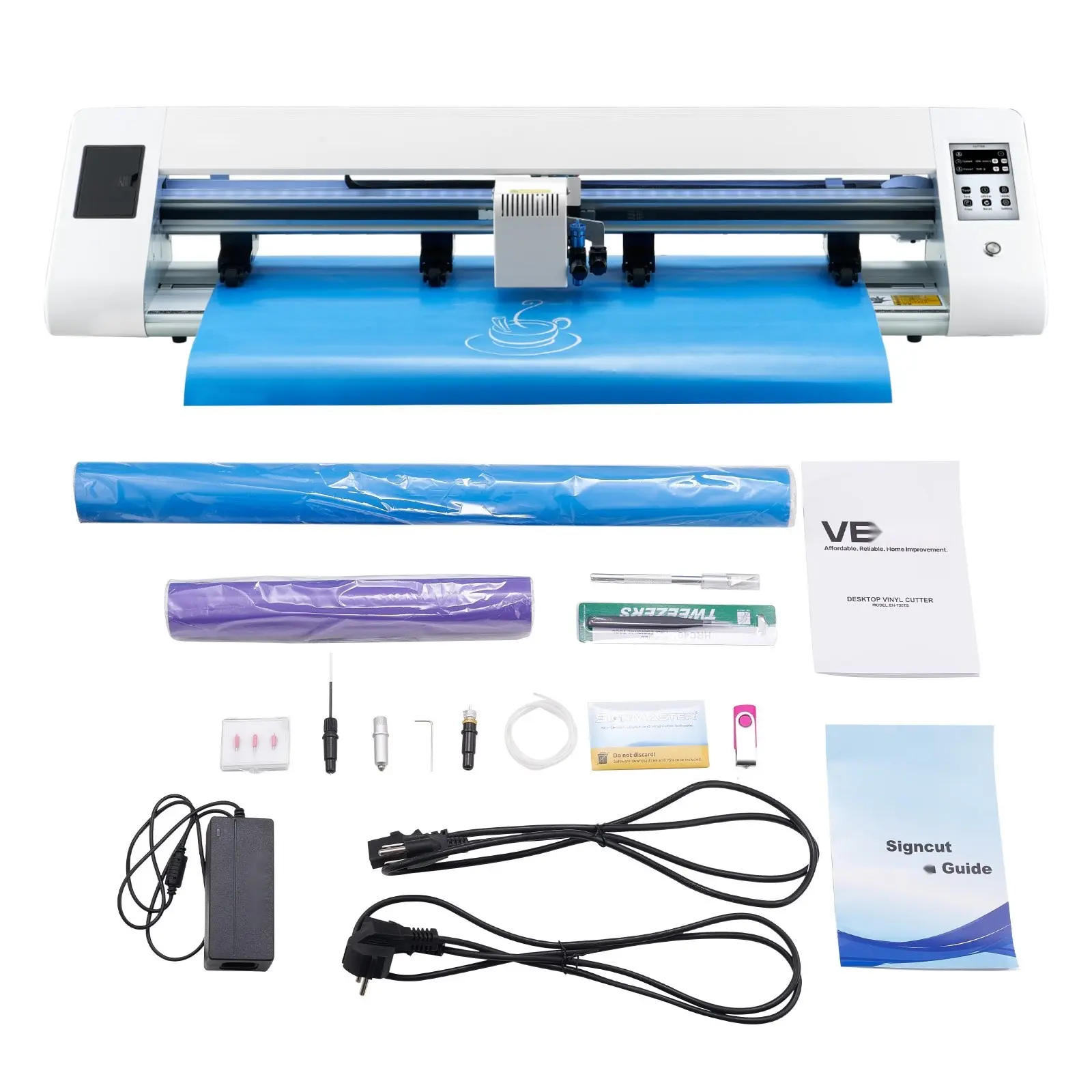 Cutting Machine Vinyl Cutter With Automatic Edge Detection, 2-Blade Type Plotter For Precise Sign Making, USB PC Connectivity, Wide Cutting Area, Smooth Feeding, Suitable For Vinyl Sheets And Decals