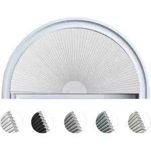 Blackout Cellular Window Shade Half Circle Moon No Drill Cordless Honeycomb Blinds Room Darkening Light Blocking Easy Install Indoor Window Covering (1, White, 36x18inch)