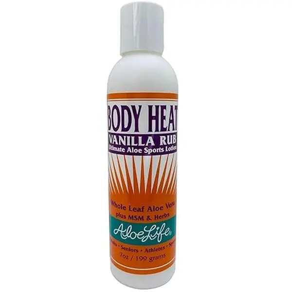 Aloe Life - Body Heat Vanilla Rub, Lubricating, Warming Action, Soothes & Relieves Sore Muscles, Safe For Seniors & Athletes, Helps Reduce Tension & Stress, Gluten-Free (7 oz), Therapeutic, Adults, Long-Lasting Tension & Stress Relief