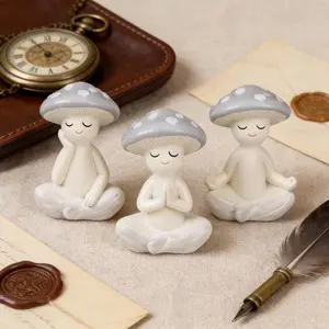 Miniature Mushroom Statue Zen Garden Ornament, Resin Craft Mushroom Decor, Perfect for Home Office Studio, Relaxing Gift, Desktop Zen Centerpiece