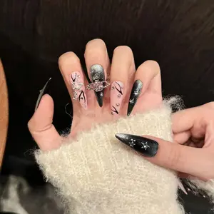 Handmade Acrylic Square Press-On Nails,Cute and exquisite nail art, Sparkling diamond nail art, Y2K metal nail art set, 3D carved fake nails,Gothic Stiletto Nails with Accents , NailTok,nail detachable nail,Colorblock Bow Rhinestone Press-On Nails