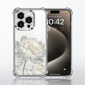 iPhone 13/14/15/16 Pro/17 Pro Max Case with Floral Design - Electroplated Corners, Raised Camera Protection, Full-Body Drop-Proof Cover