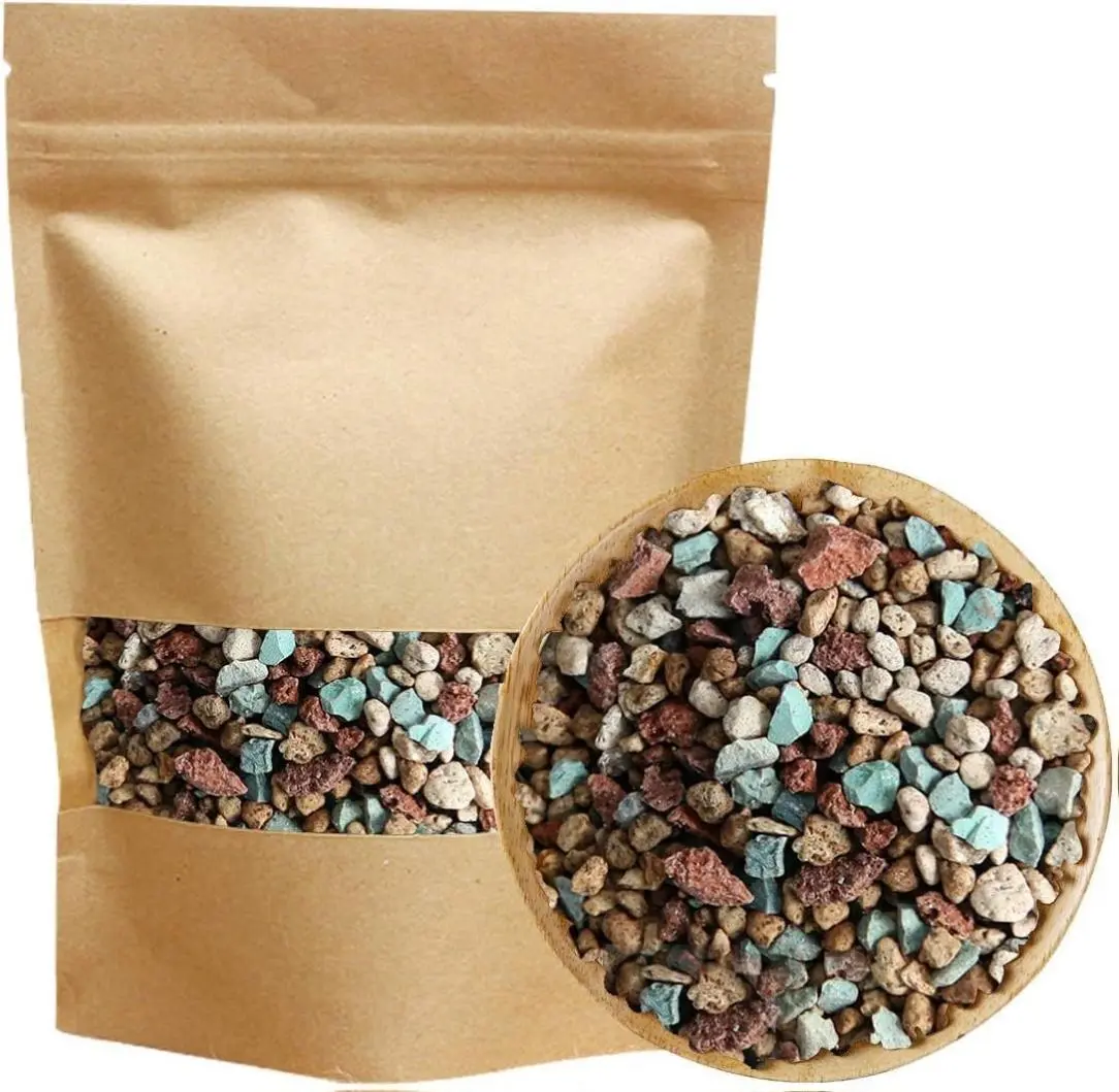 2.2 lbs Mixed Horticultural Lava Pebbles & Pumice Potting Soil Amendment, Colored Sand & Gravel Aquatic Substrate for Succulents, Mini Aquarium Decor, Fairy Gardening, DIY Projects, Drainage Aid to Prevent Waterlog & Boost Growth