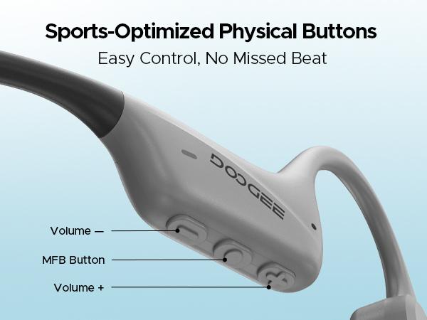 DOOGEE Bone Conduction Headphones, IP68 Waterproof SwimminHeadphones Wireless Bluetooth 5.4, Skin Friendly Silicone, 32GBMP3 Mode, Sport Open Earphones for Underwater, Running, Cycling