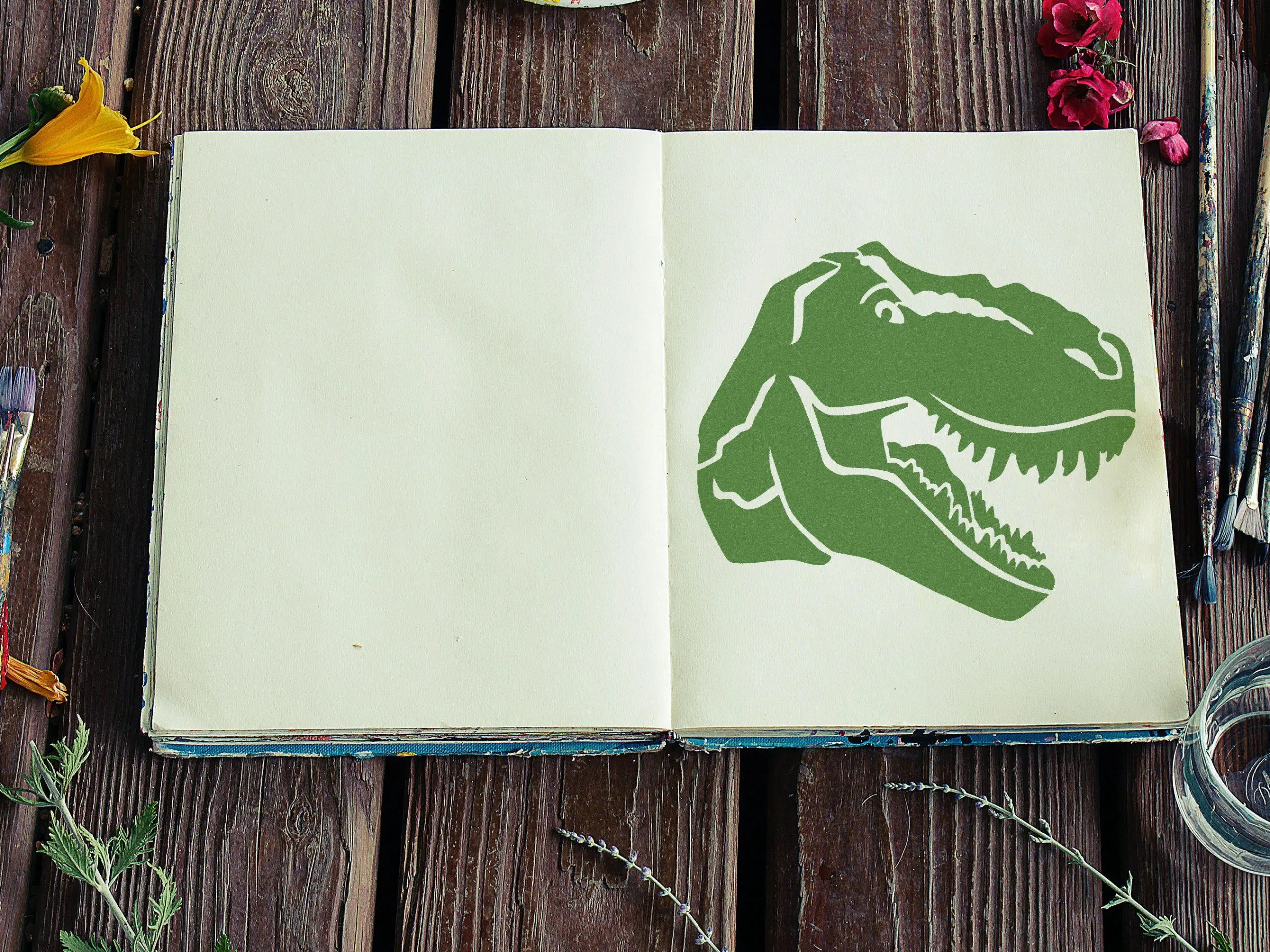 Tyrannosaurus T-Rex Head Stencil - Art and Wall Stencil