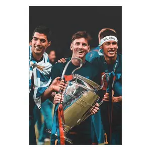 Messi Suarez Neymar Barcelona Poster, Iconic Football Moment Wall Art, Decor Sport, Soccer Legend Print, Soccer Gift