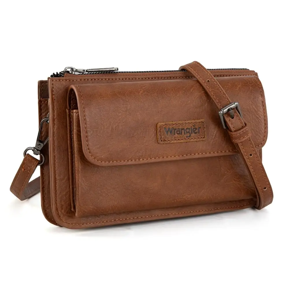 Wrangler Crossbody Wallet Purse with Phone Pocket and Adjustable Strap