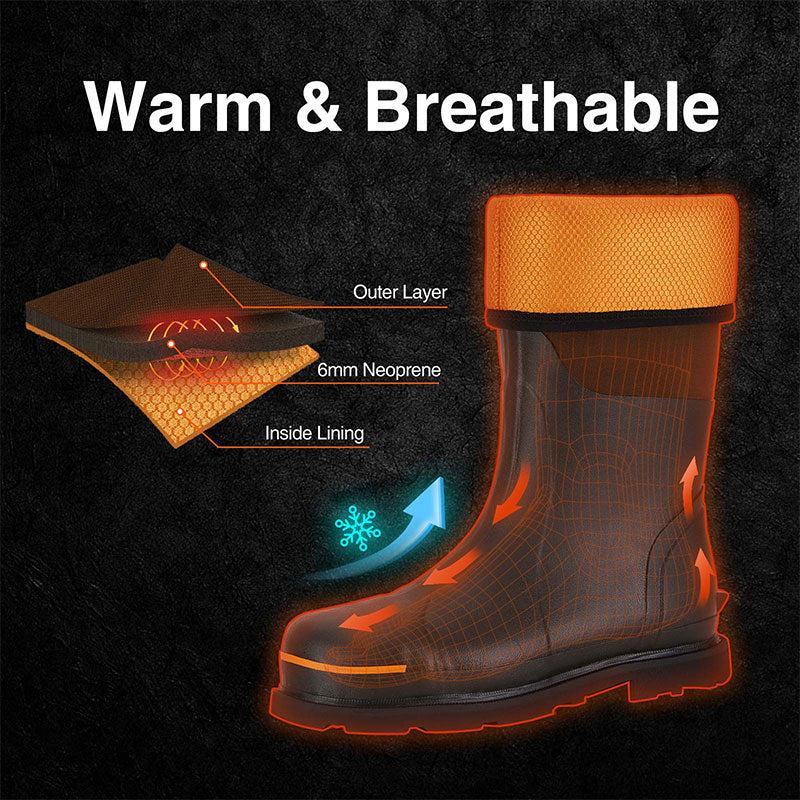 [Amazing Offer] TideWe Rubber Work Boots for Men with Steel Toe & Shank, Waterproof Hunting Boots, Warm 6mm Neoprene Hunting Mud Boot Size 5-14 Boy Footwear Walking Shoes Comfort men s boots work boots for