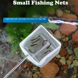 Mini Aquarium Fishing Net with Stainless Steel Handle, Fine Mesh Square Fish Catching Tool, Practical Fishing Accessories