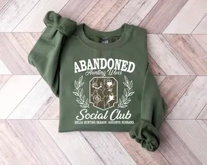 Abandoned Hunting Wife Social Club Sweatshirt, Hunting Wife Tshirt, Hello Hunting Season Shirt, Abandoned Hunting Wives Tee, Hunter Dad Gift Casual Tee for Men & Women Made in USA Menswear
