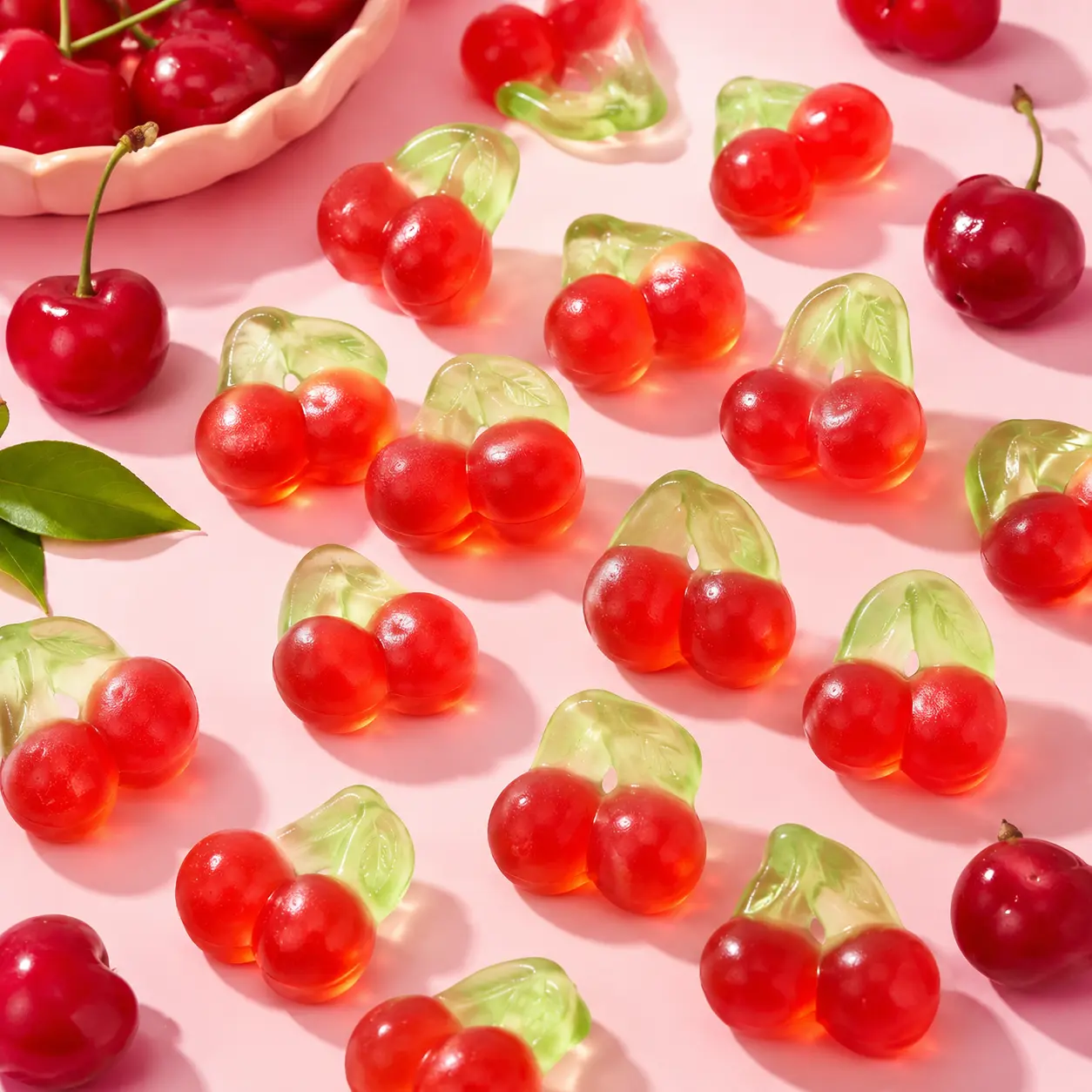 Sweet Cherry Fruit Gummies, Chewy Snack, 1 Lb Bag Soft and Juicy Candy