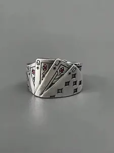 Men's Adjustable Western Punk Poker Ring - Trendy Statement Piece for Any Occasion