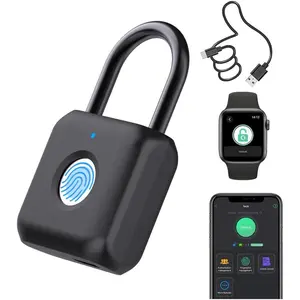 Padlock Phone Watch App Gym Locker Lock: Padlock Combination Lock - Black Bluetooth Remote for Locker Backpack Suitcase Luggage