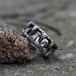 GTHIC Monster Teeth Stainless Steel Beast Ring for Men Fashion Statement Jewelry Daily Wear