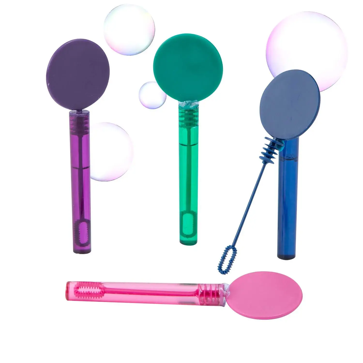 Plastic 5.25 in Mini Flat Jewel Tone Bubble Tubes with Wand - 24 Pc, Unisex Toy for Adults, Birthdays (Toys & Hobbies, Sports & Outdoor Play)