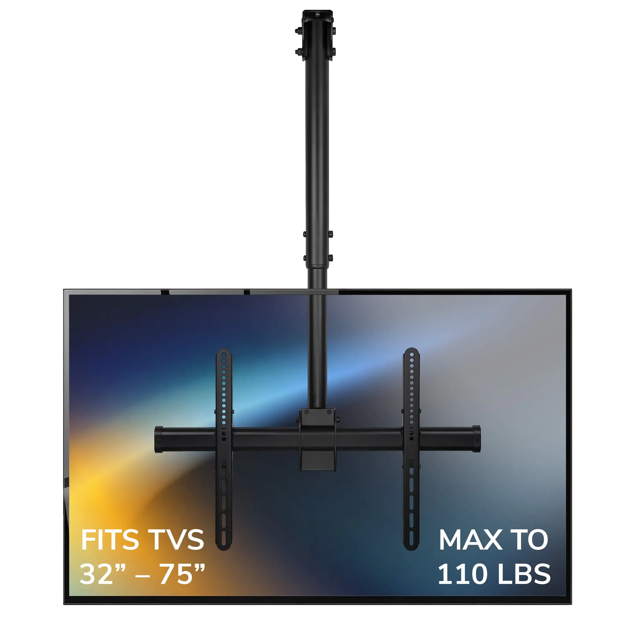 Mount-It! Full Motion TV Ceiling Mount for 32–77 Inch TVs, Height Adjustable Ceiling TV Mount with Swivel & Tilt, Holds 110 lbs, VESA 200x200–600x400