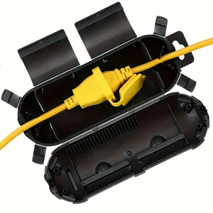 Durable PVC Outdoor Extension Cord Safety Cover with Sealing Ring, Rainproof Electrical Connection Box, Protects Outdoors