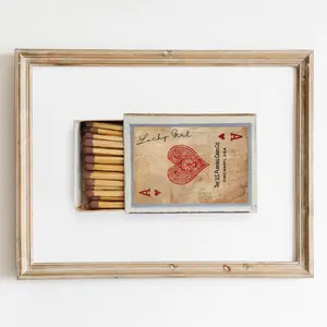 Ace of Hearts Matchbox Wall Art - Retro Lucky Girl Print, Poster Unframed - 5 size, 8x12 to 27x40