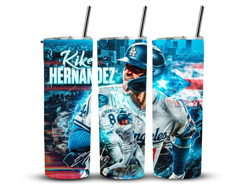 Kike Hernandez  Football Tumbler 20oz skinny and tampered  Tumbler, full tumbler wrap