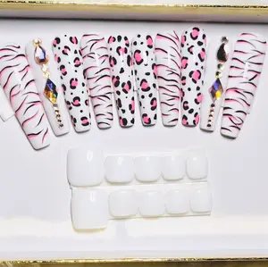 Wild Girl Long Coffin Nails with Matching Toe Nails